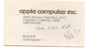 apple computer inc.の創業時の名刺